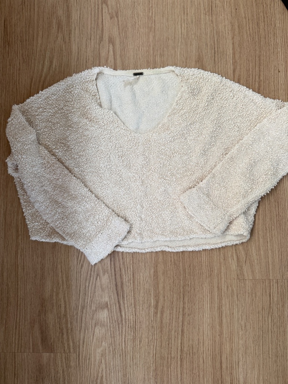 Free people crop boucle sweater in Cream